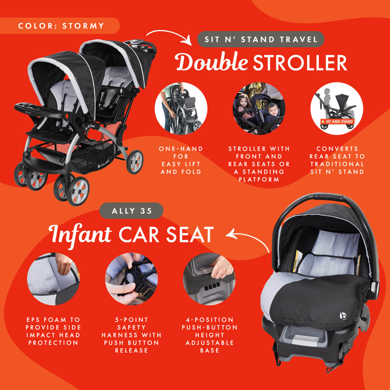 Double stroller carseat combo best sale